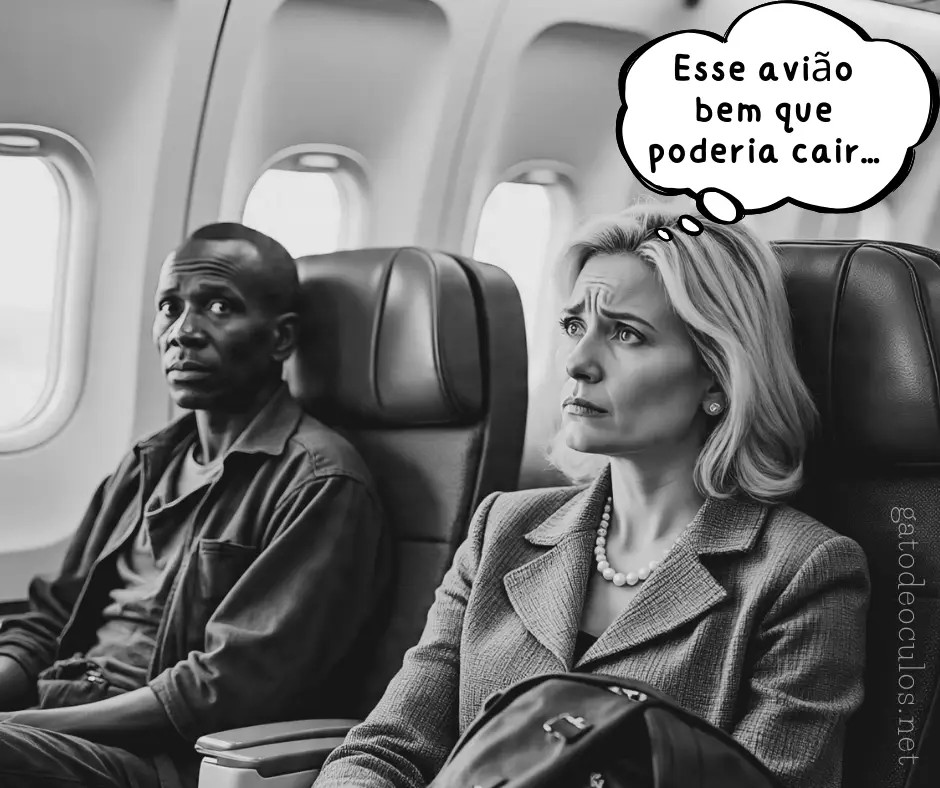 Por ignorância, preconceito e ódio aos pobres, a classe média é capaz de tudo. Como não tem grana para comprar jatinho como os super-ricos, sofre quando encontra pobre em avião. Decadência pura.